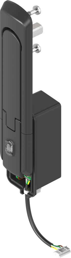 Maneta giratoria plana con apertura electromecánica; 