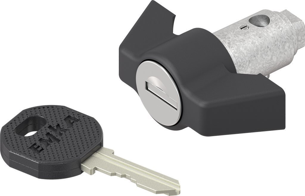 Wing knob, keyed EK 333, Zinc die black powder-coated