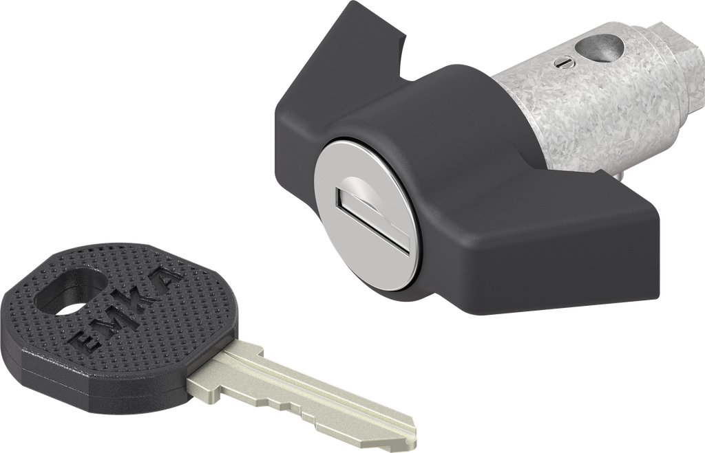 Wing knob, keyed EK 333, Zinc die black powder-coated