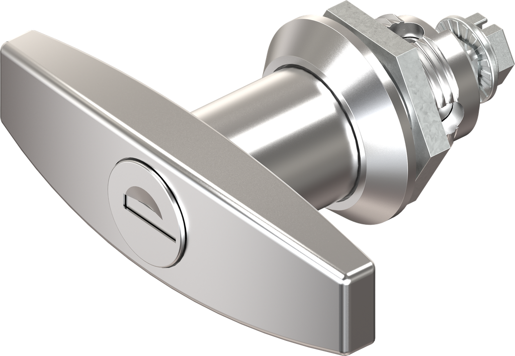 T-handle quarter turn, keyed different, Zinc die chrome-plated