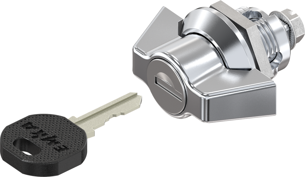 Wing knob quarter turn, keyed EK 333, Zinc die chrome-plated