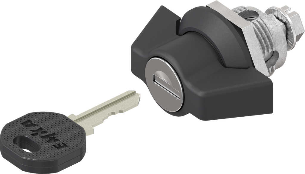 Wing knob quarter turn, keyed EK 333, Zinc die black powder-coated