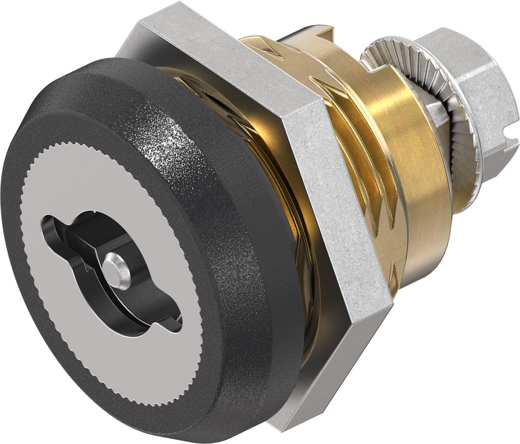 Safety quarter turn double bit 3, right version, Brass and zinc die black powder-coated