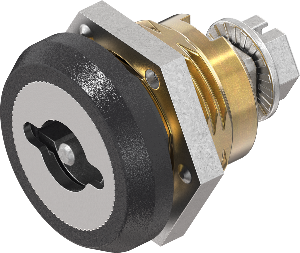 Safety quarter turn double bit 3, right version, Brass and zinc die black powder-coated
