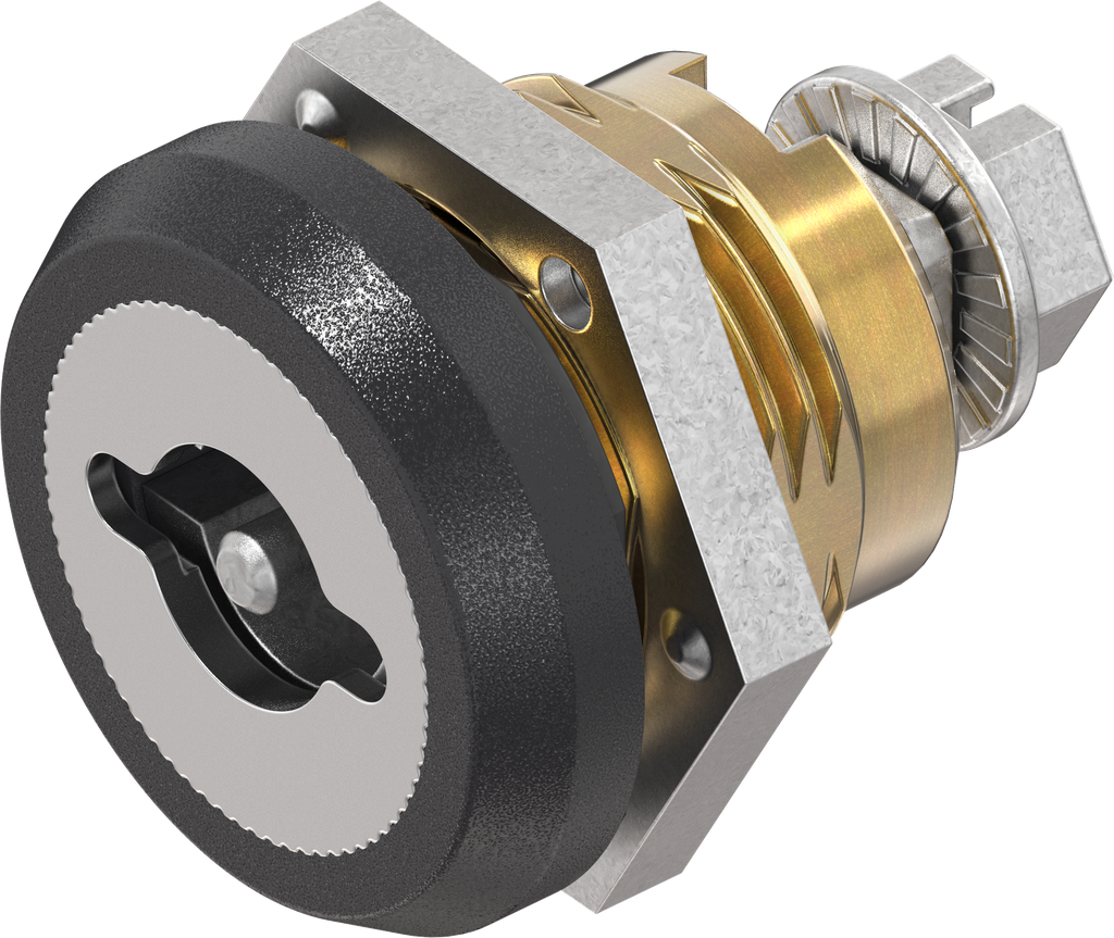 Safety quarter turn double bit 3, right version, Brass and zinc die black powder-coated