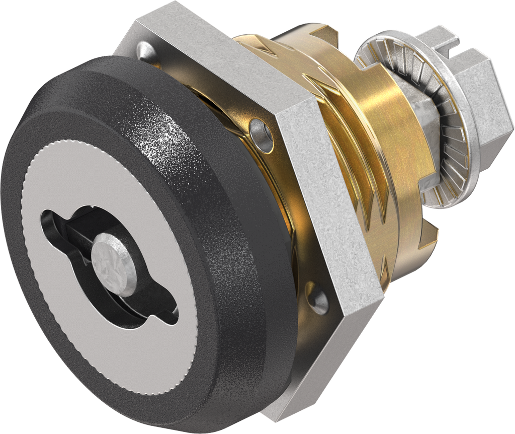 Safety quarter turn double bit 5, left version, Brass and zinc die black powder-coated
