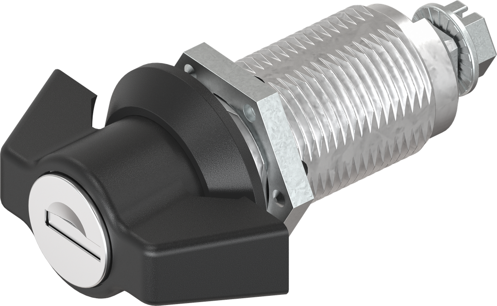 Wing knob quarter turn, keyed EK 333, Zinc die black powder-coated