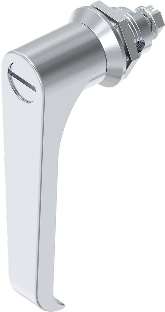 L-handle quarter turn with slot 2 x 4, Zinc die chrome-plated