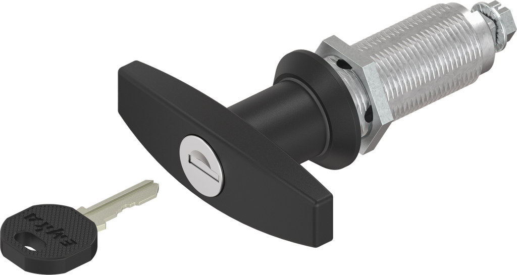 T-handle quarter turn, keyed EK 333, Zinc die and polyamide black
