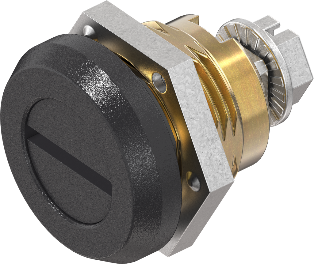 Safety quarter turn slot 2 x 4, Brass and zinc die black powder-coated