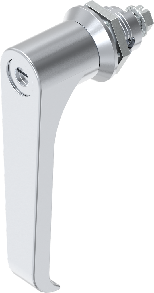 L-handle quarter turn with slot 1.2 x 3, Zinc die chrome-plated