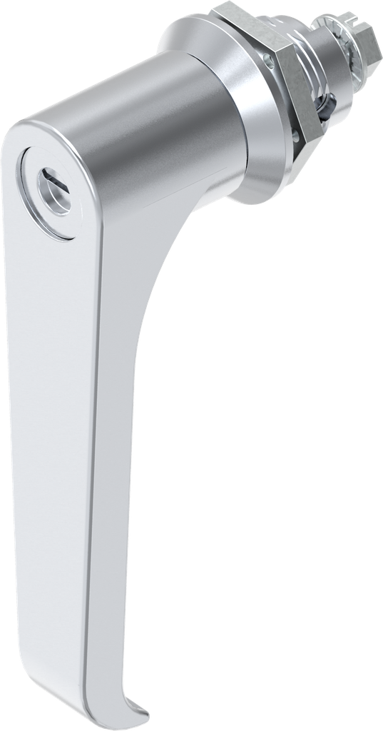 L-handle quarter turn with slot 1.2 x 3, Zinc die chrome-plated