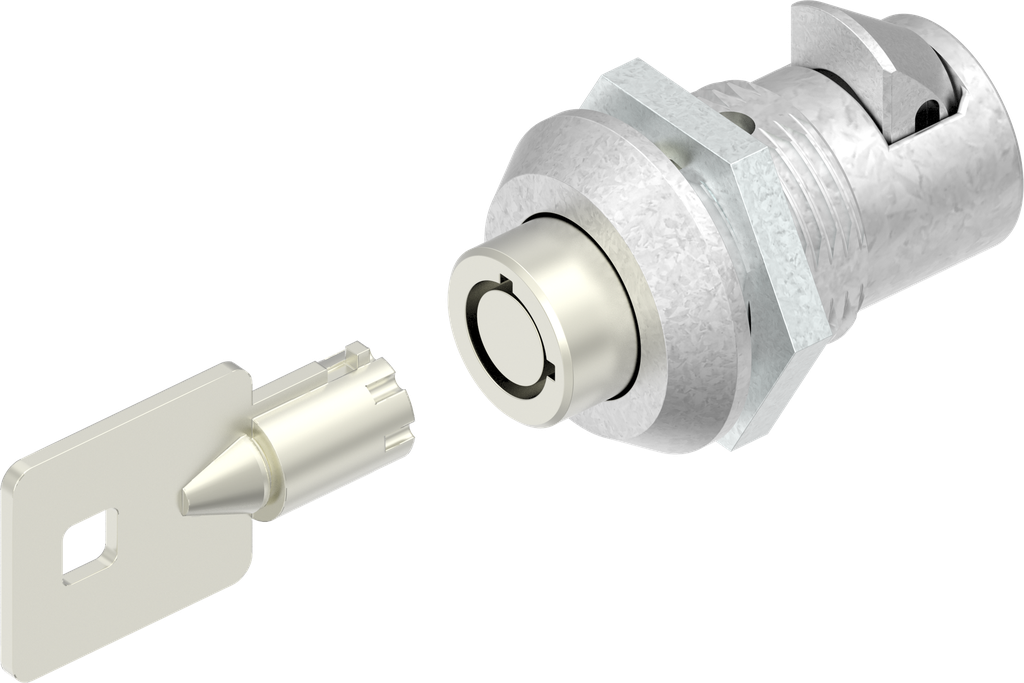 Radial pin-push cylinder, keyed different, Zinc die chrome-plated