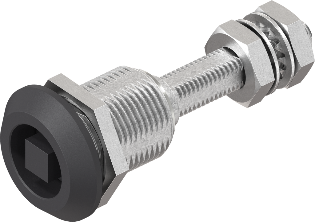 Compression latch with adjustable cam height, square 8, Zinc die black powder-coated