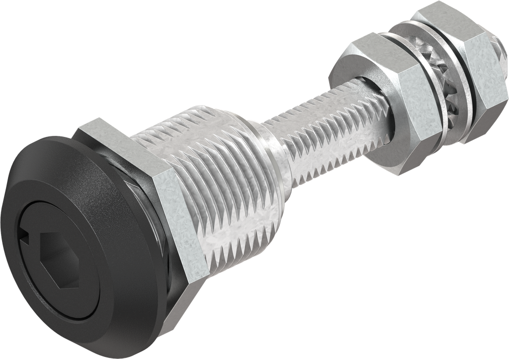 Compression latch with adjustable cam height, hexagon female SW 8, Zinc die black powder-coated