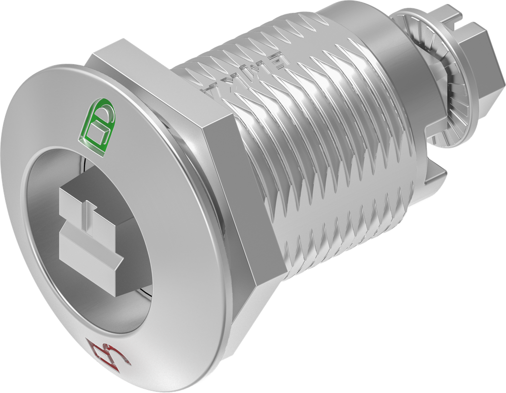 Compression latch railway version with red - green marking, Stainless steel AISI 316 polished