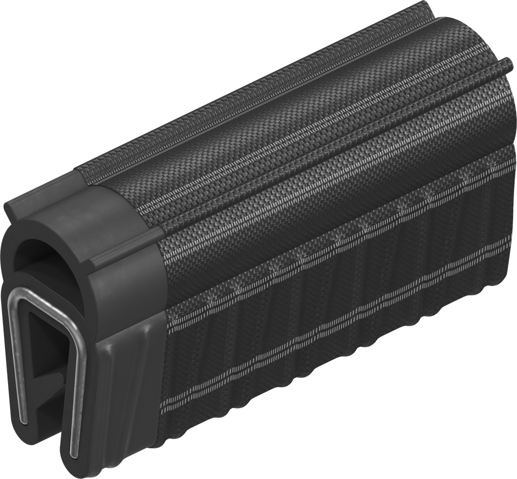 EMC sealing profile, self-clamping, Soft foam rubber EPDM with conductive overall coating