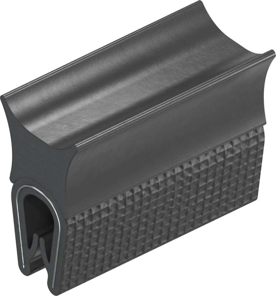 Sealing profile, self-clamping, Foam rubber EPDM; clamping profile PVC 70 ± 5 Shore A black