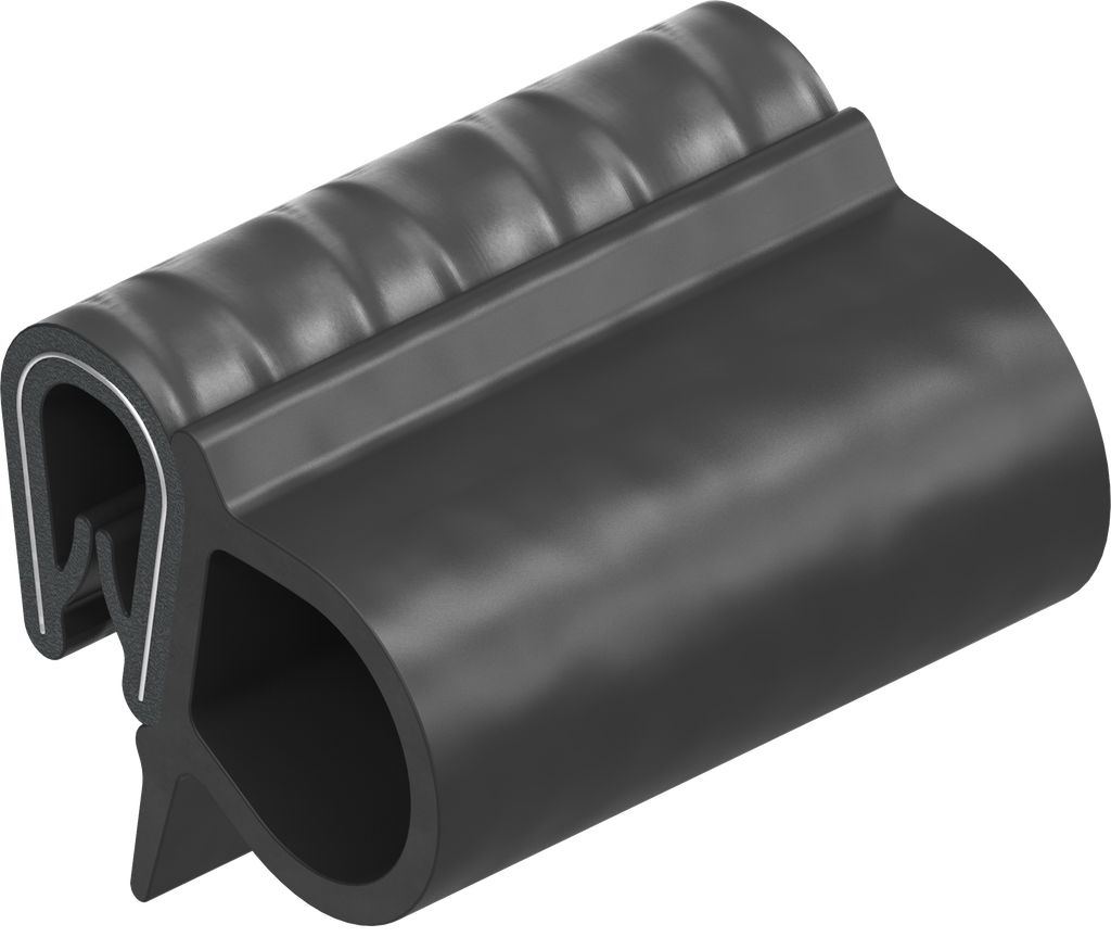 Sealing profile, self-clamping, Foam rubber EPDM; clamping profile PVC 70 ± 5 Shore A black