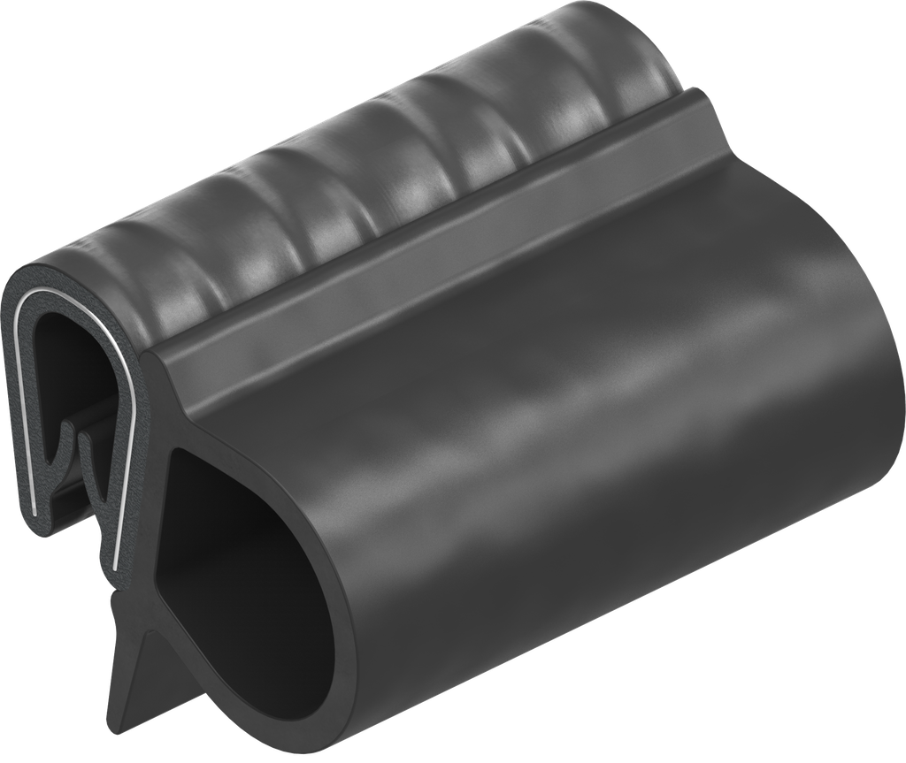 Sealing profile, self-clamping, Foam rubber EPDM; clamping profile PVC 70 ± 5 Shore A black