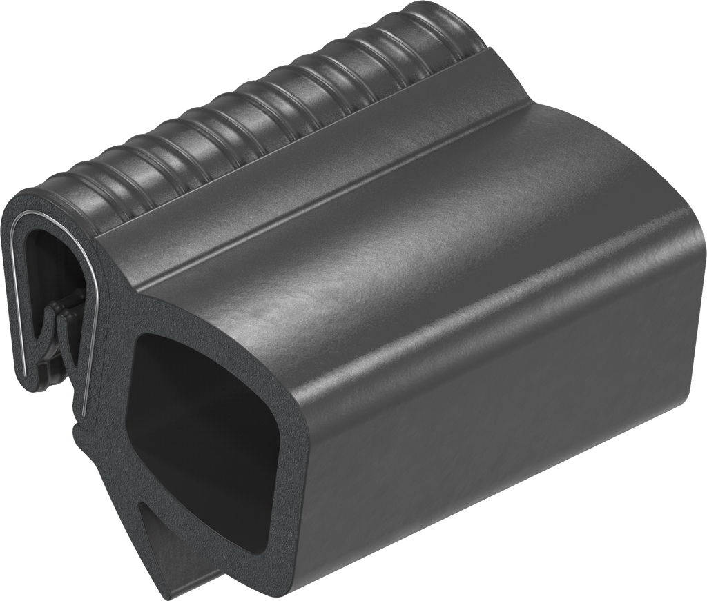 Sealing profile, self-clamping, Foam rubber EPDM; clamping profile PVC 70 ± 5 Shore A black