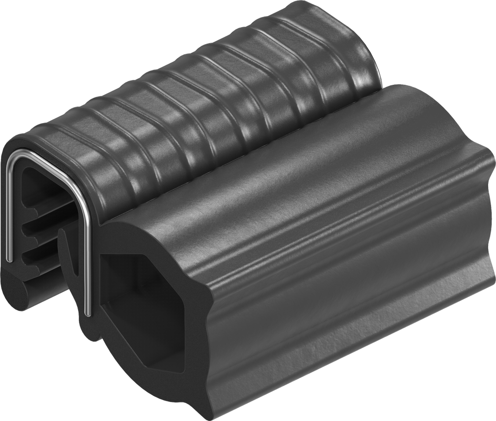 Sealing profile made of fire protection material, self-clamping, Foam rubber EPDM; clamping profile EPDM 60 ± 5 Shore A black