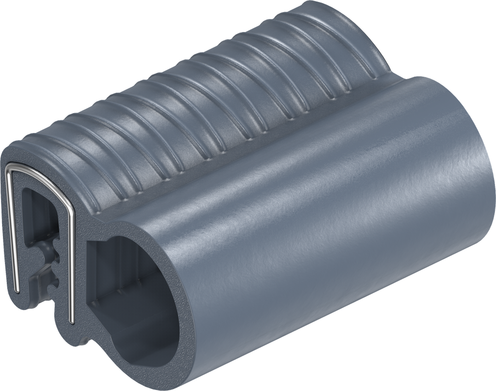 Sealing profile made of fire protection material, self-clamping, Silicon solid material 65 ± 5 Shore A blue black