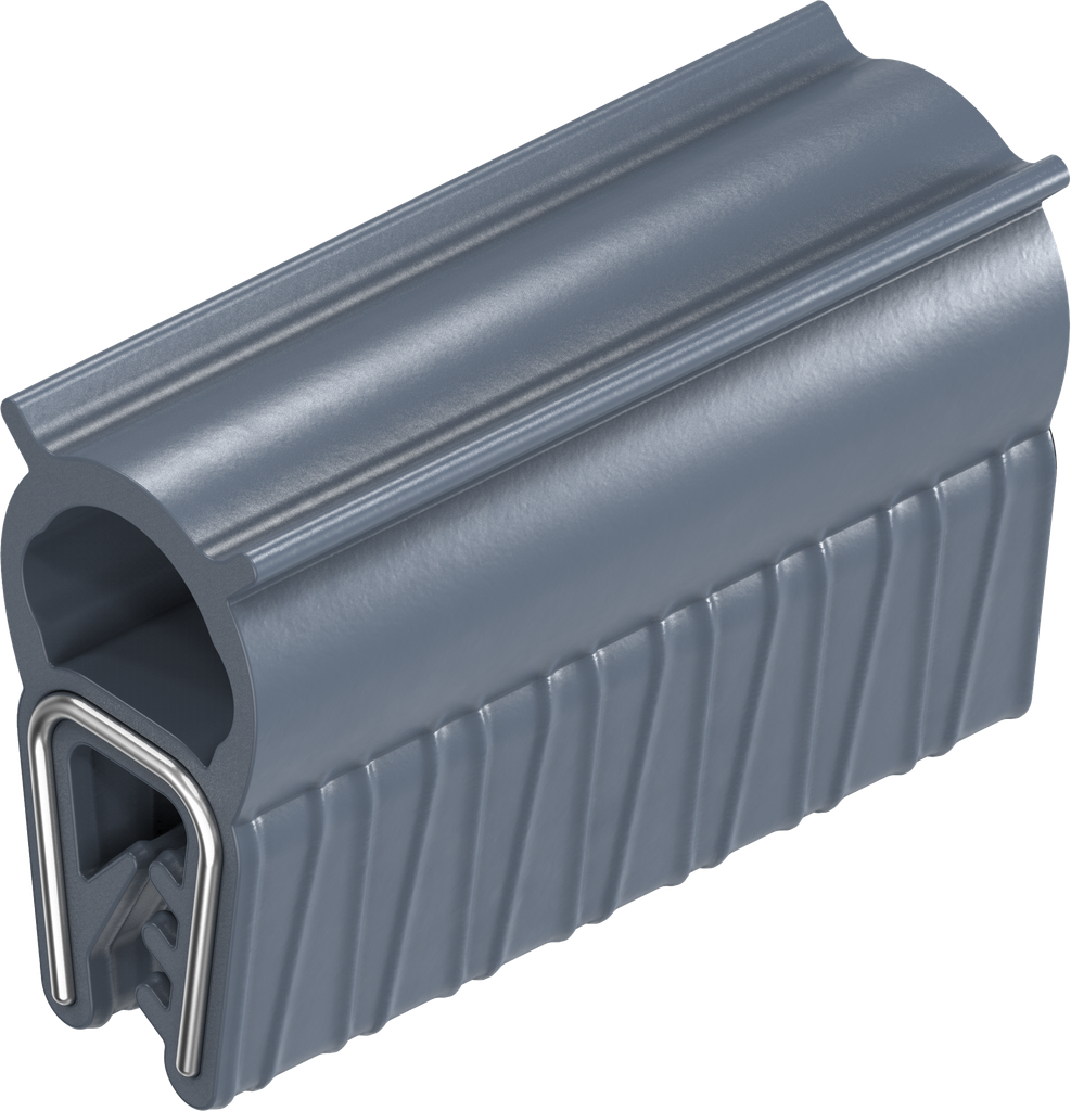 Sealing profile made of fire protection material, self-clamping, Silicon solid material 70 ± 5 Shore A blue black