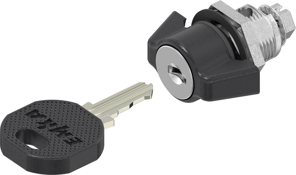 Cuarto de vuelta con palomilla, llave 2233X, zamak recubierto de polvo negro