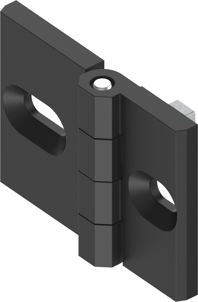 180° Profile rail hinge, Zinc die black powder-coated