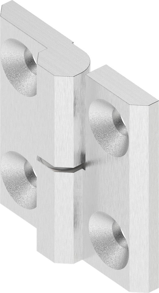 180° Hinge, right version, Stainless steel AISI 316 polished