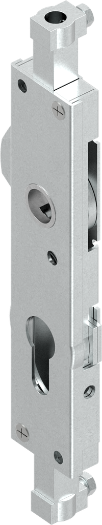 Stangenschloss rechts für Profil-Halbzylinder und für Rundstangen Hub 18, Stahl verzinkt