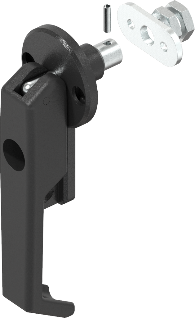 Compression latch for insert and for padlock, Zinc die and polyamide black