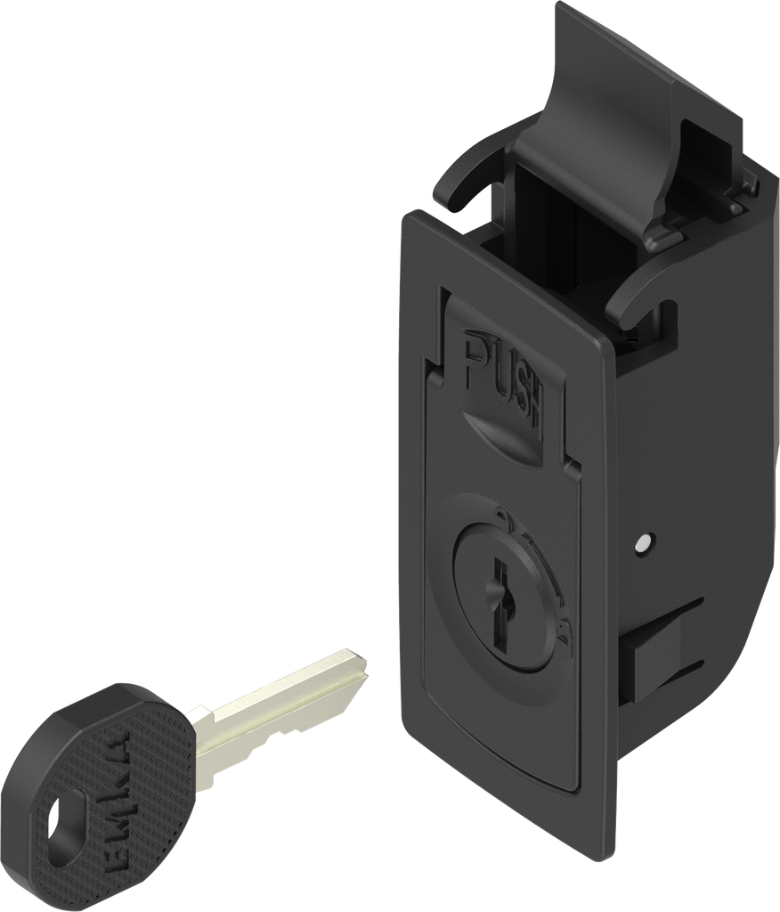 Side panel latch, keyed EK 333, Polyamide GF black