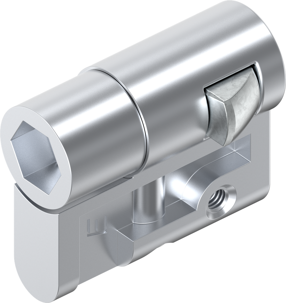 Profile half cylinder with insert hexagon female SW10, Zinc die chrome-plated