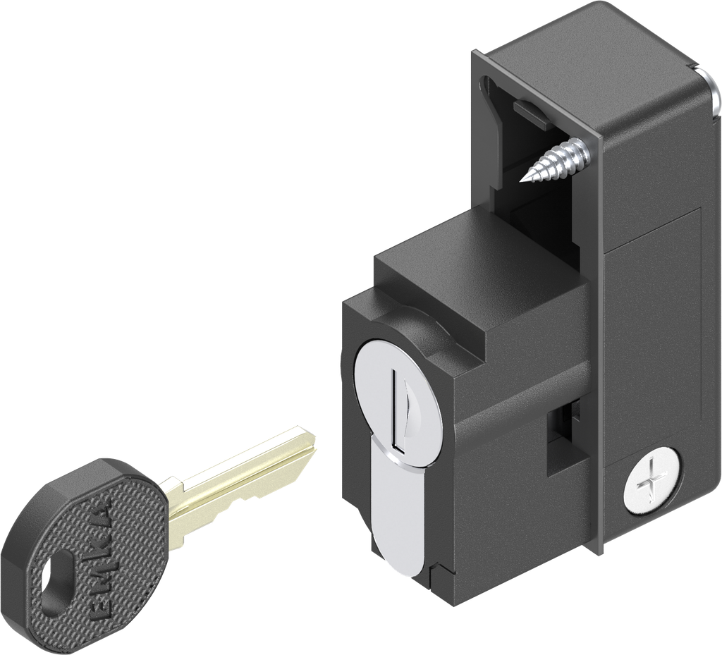 Locking set with profile half cylinder with round cylinder, keyed different, Polyamide GF black