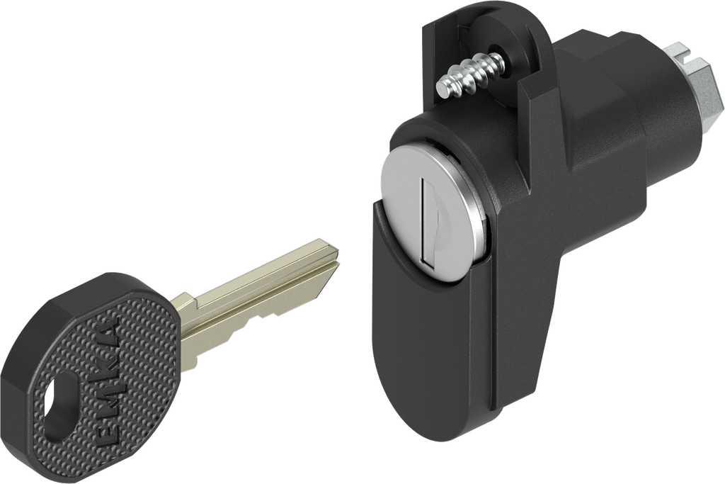 Locking set with round cylinder, keyed EK 333, Polyamide GF black