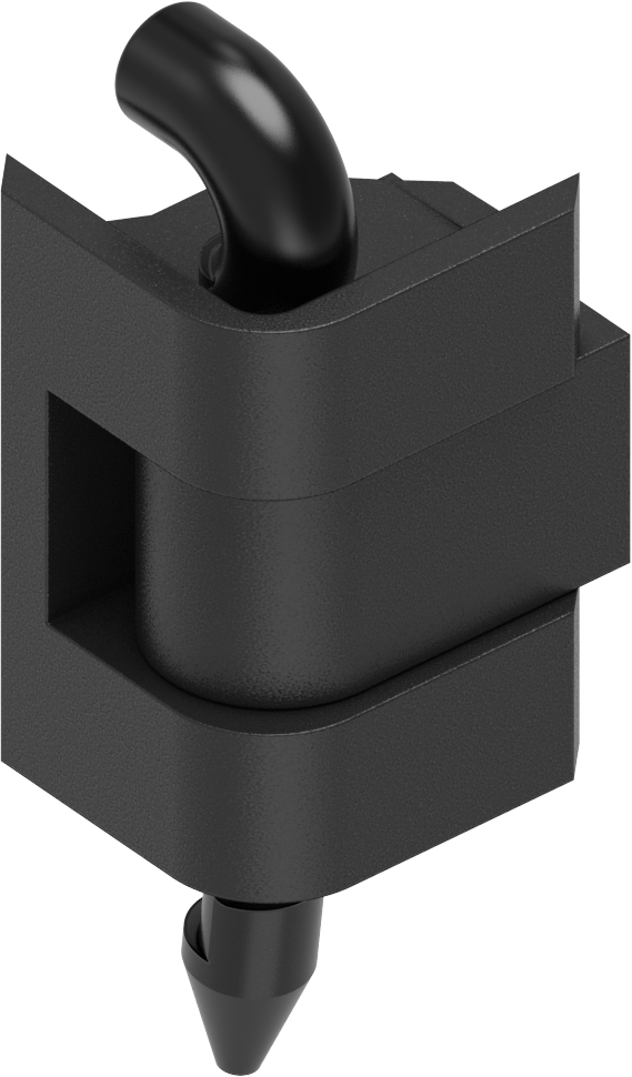 180° Hinge with clip-in polyamide pin, Zinc die black powder-coated