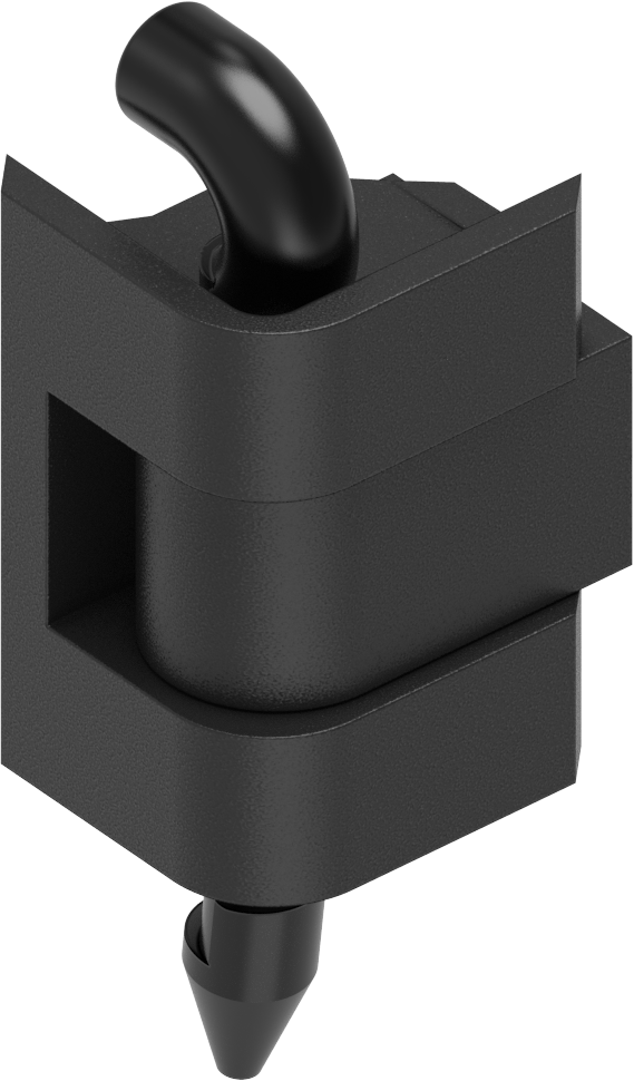 180° Scharnier mit klipsbaren Polyamid Stift, GD-Zn schwarz gepulvert