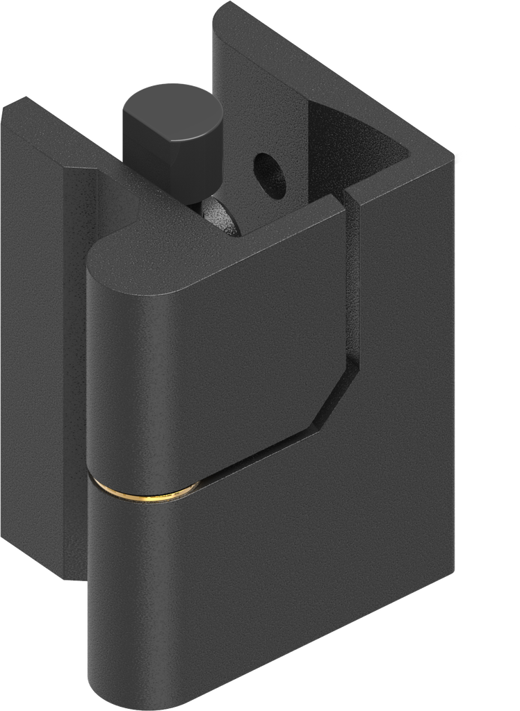 180° Hinge, right version, Zinc die black powder-coated