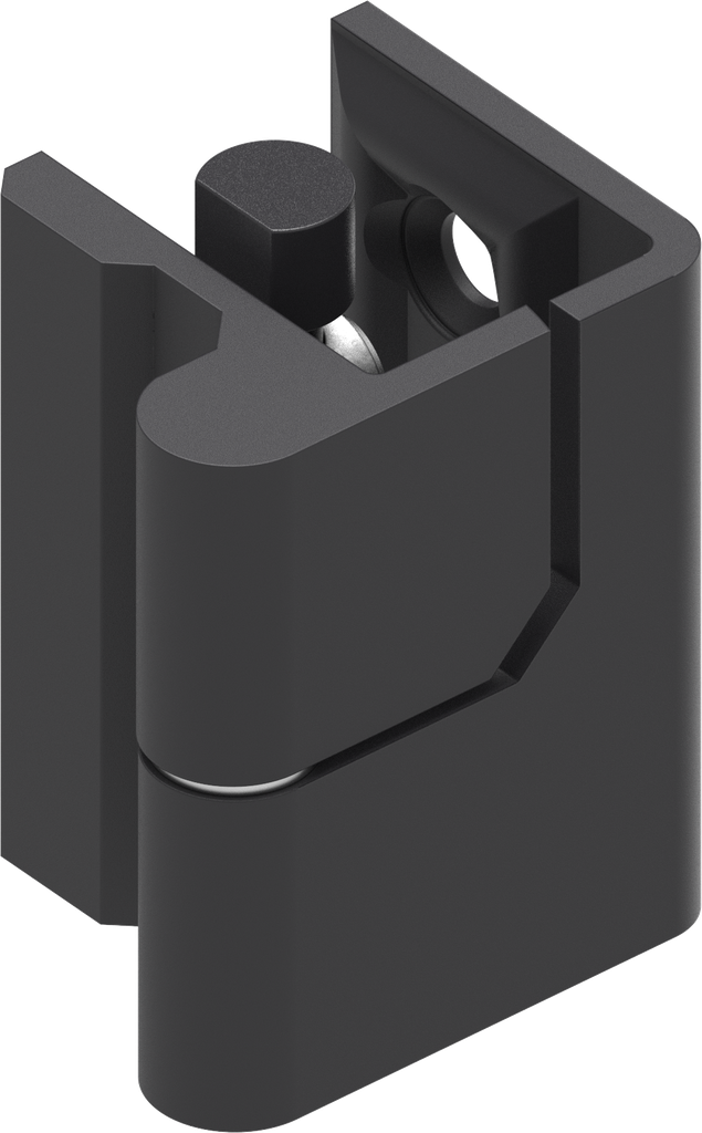 180° Hinge, right version, Zinc die and steel black powder-coated