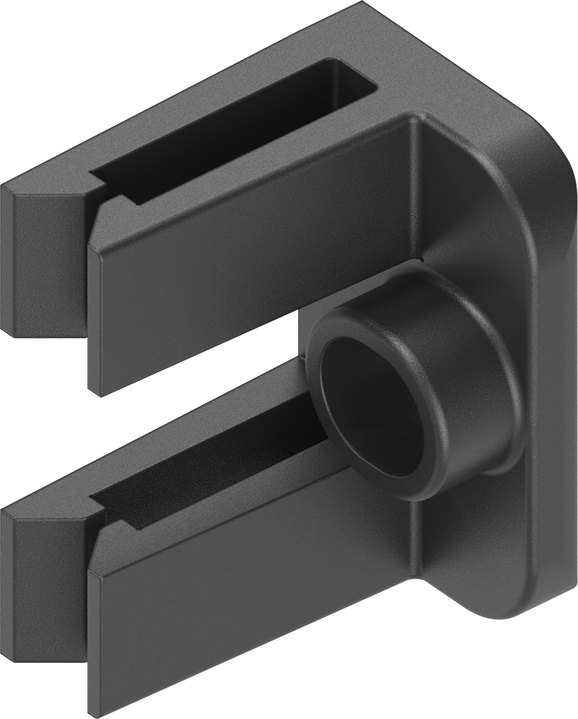 Stangenführung für Flachstange 14 x 3 klipsbar für schmalen Verkantungsraum, Polyamid schwarz