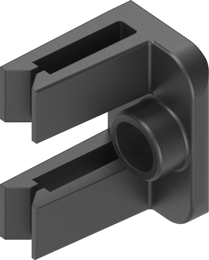 Stangenführung für Flachstange 14 x 3 klipsbar für schmalen Verkantungsraum, Polyamid schwarz