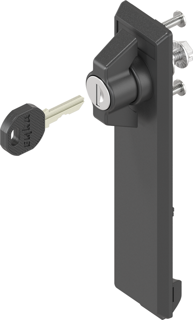 Escutcheon with wing knob, keyed EK 333, Polyamide black and zinc die black powder-coated