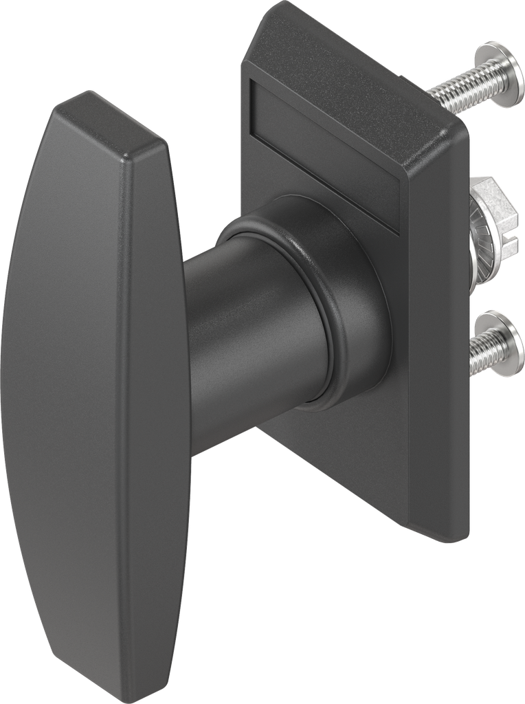 Escutcheon with T-handle, non-keyed, Polyamide black and zinc die black powder-coated