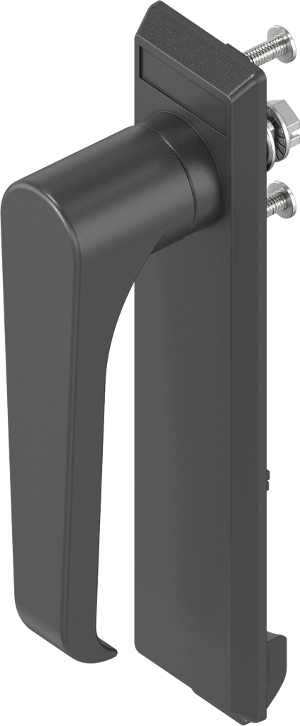 Escutcheon with L-handle, non-keyed, Polyamide black and zinc die black powder-coated