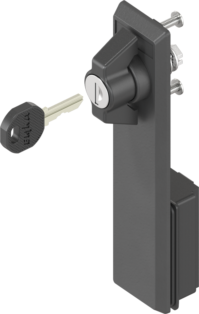 Escutcheon with wing knob, keyed EK 333, Polyamide black and zinc die black powder-coated