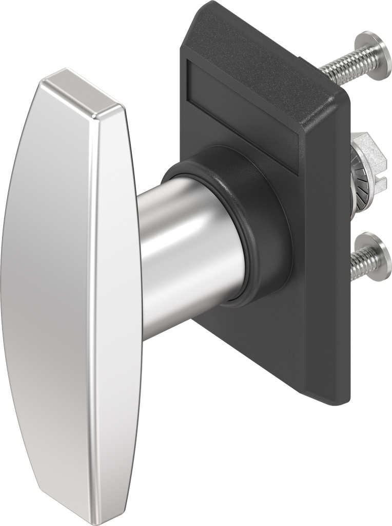 Escutcheon with T-handle, non-keyed, Stainless steel and polyamide black