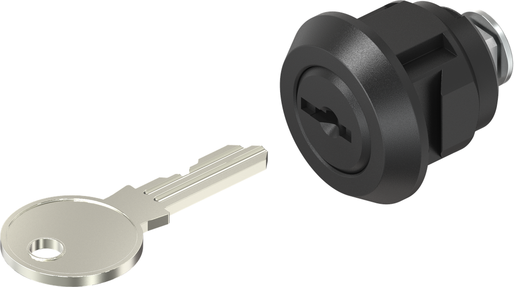 Cylinder quarter turn, clip fix, keyed EK 333, Polyamide GF black