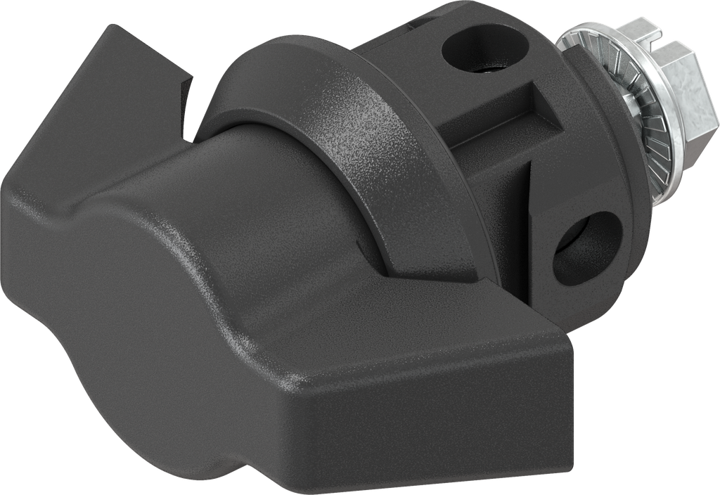 Wing knob quarter turn clip fix, non-keyed, Polyamide GF black